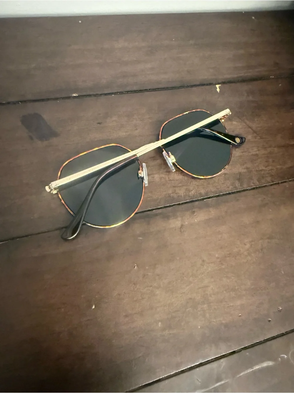 MINKPINK Side Street Brown Tortoise Round Sunglasses Gold Black Lenses